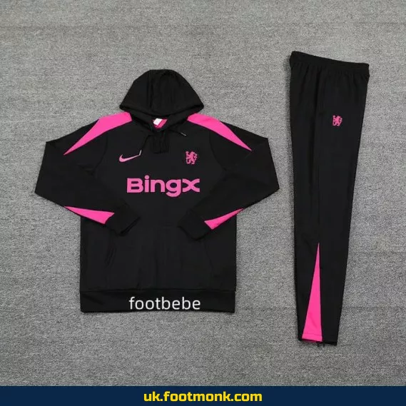 Chelsea 2024 2025 black hooded sweatsuit.