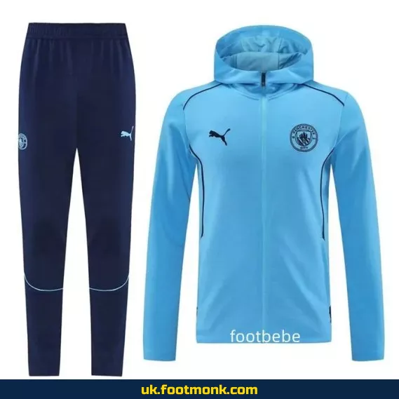 Manchester City 2024 2025 blue hooded sweatsuit.