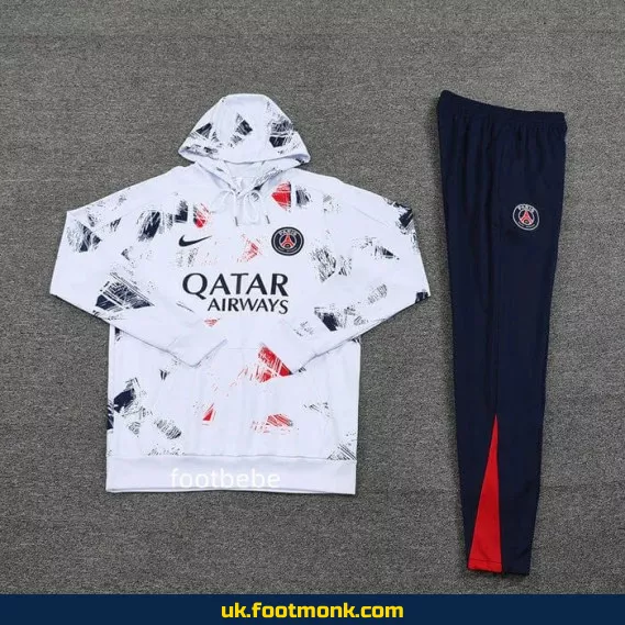 PSG 2024 2025 white camouflage hooded sweatsuit.