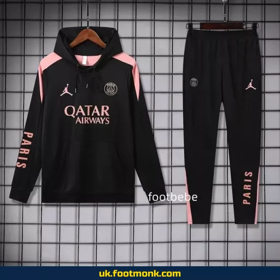 PSG Jordan 2024-2025 hooded tracksuit set black.