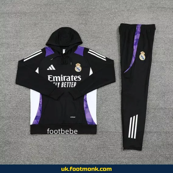 Hooded sweatsuit Real Madrid 2024 2025 black purple.