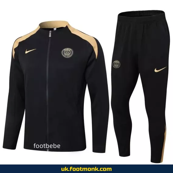 PSG 2024-2025 black tracksuit set.