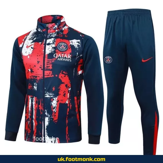 PSG 2024-2025 royal blue camouflage tracksuit set.