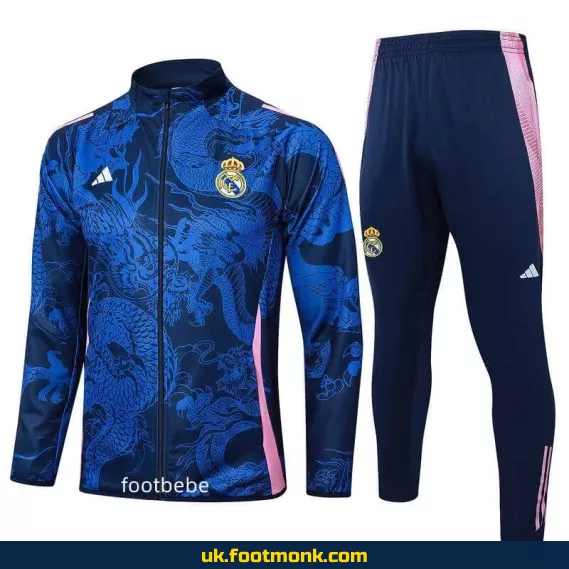 Real Madrid 2024 2025 dragon blue tracksuit.