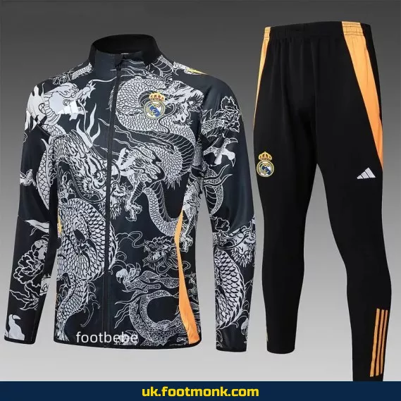 Real Madrid 2024 2025 gray dragon tracksuit.