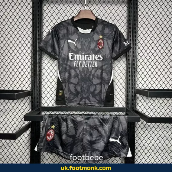 AC Milan 2024-2025 kids' goalkeeper jersey black.