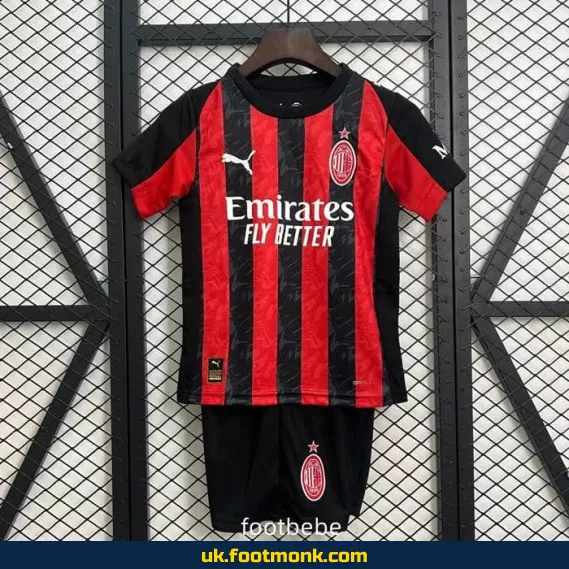 AC Milan home jersey for kids 2025-2026.