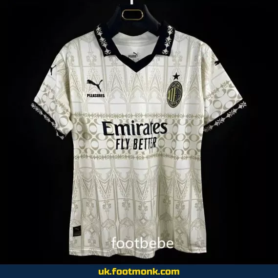 AC Milan Women's Jersey x PLEASURES 2023 2024 fourth White.