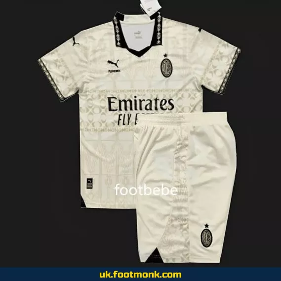 AC Milan kids jersey x PLEASURES 2023 2024 fourth White.