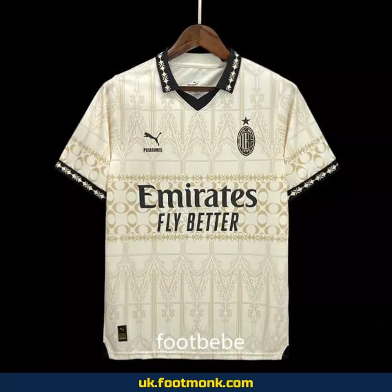 AC Milan x PLEASURES 2023-2024 fourth jersey White.
