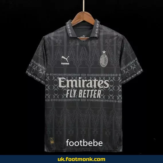 AC Milan x PLEASURES 2023-2024 fourth black jersey.
