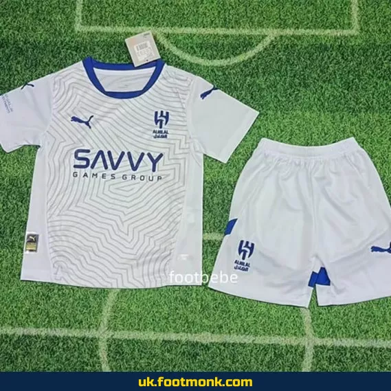 Al-Hilal Saudi away kids jersey 2024-2025 white.