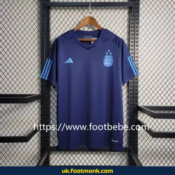 Argentina 2023 3-star navy blue pre-match jersey.