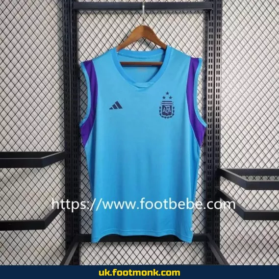 Argentina 2023 Sleeveless Blue Pre-Match Jersey.