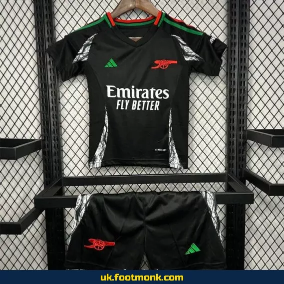Arsenal away black kids' jersey 2024-2025.