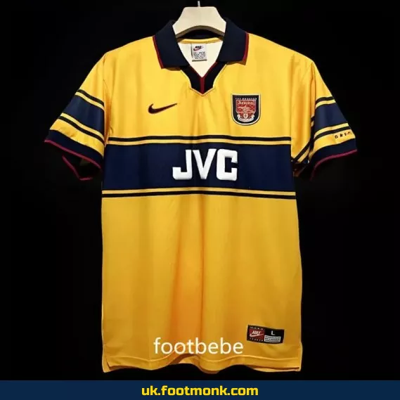 Arsenal away yellow vintage jersey 1997-1999.