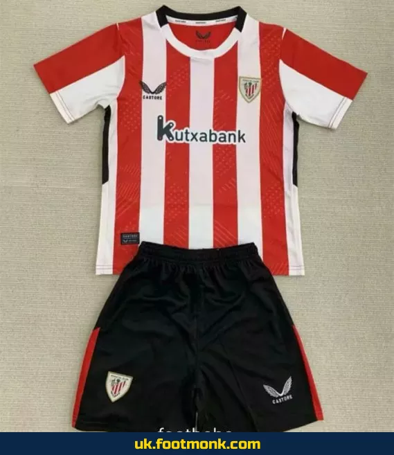 Athletic Bilbao home jersey for kids 2024-2025.