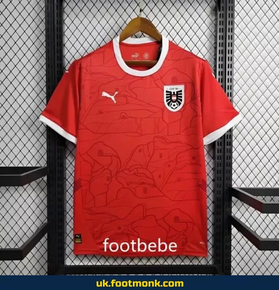 Austria Euro 2024 home red jersey.