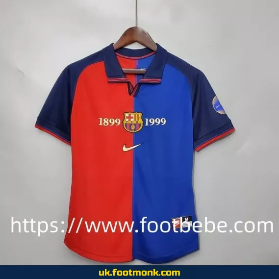 Barcelona 100th anniversary home jersey blue red.