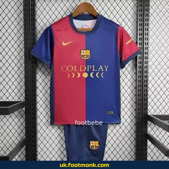 Barcelona home jersey for kids Coldplay 2024 2025.