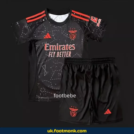 Benfica away jersey for kids 2024-2025 black.