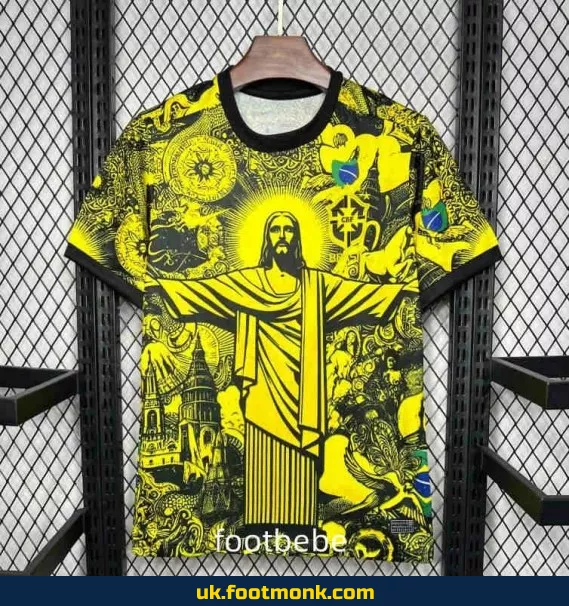Brazil jersey 2024 2025 Christ the Redeemer yellow.