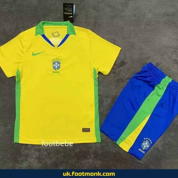 Brazil 2025 yellow kids' jersey.