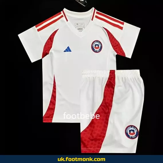 Chile 2024 away white kids' jersey.