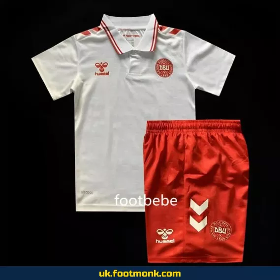 Denmark away kids jersey 2024 2025 white.