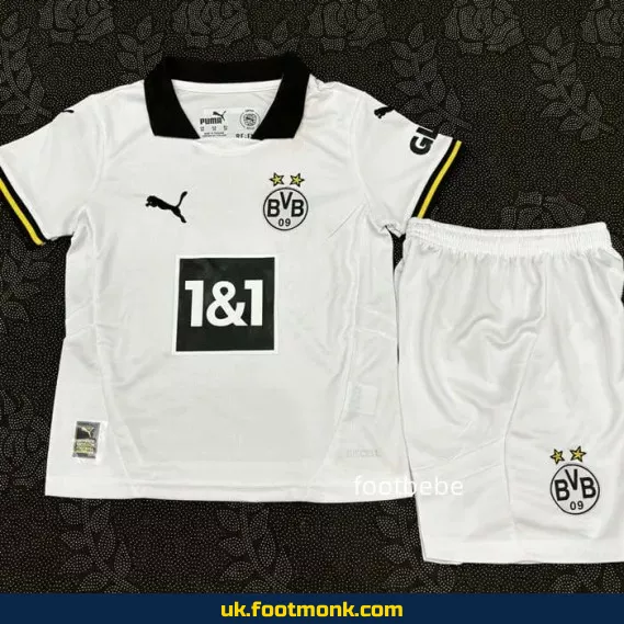 Dortmund 2024-2025 Kids Third White Jersey.