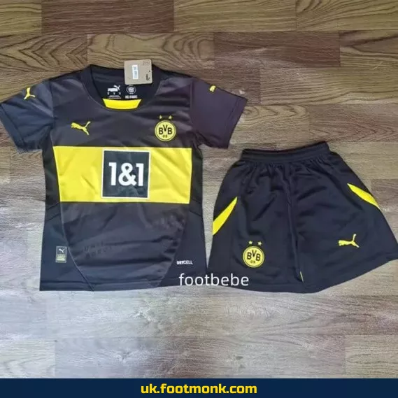 Dortmund away jersey for kids 2024 2025 black.