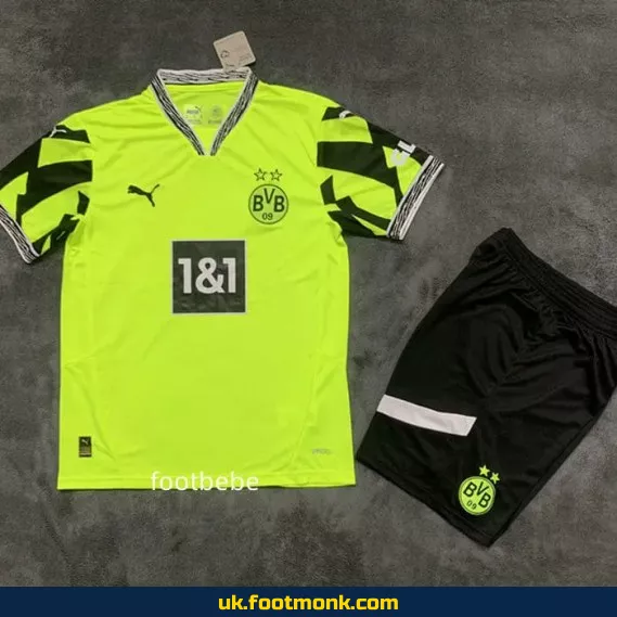 Dortmund kids' jersey 2025 2026 fluorescent green.
