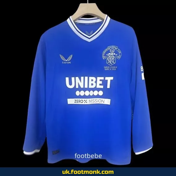 Glasgow Rangers 125 years long sleeves jersey 2024 2025.