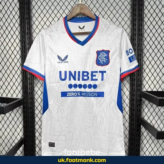 Glasgow Rangers 2024 2025 away white jersey.