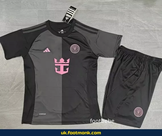 Inter Miami away black kids' jersey 2025 2026.