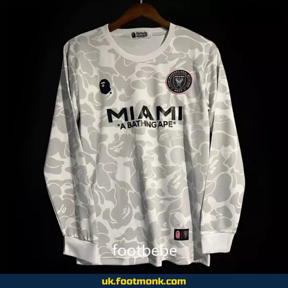 Inter Miami x BAPE 2023 2024 long-sleeve white jersey.