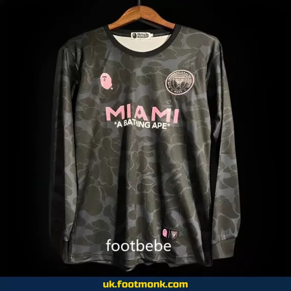 Inter Miami x BAPE 2023 2024 black long sleeves jersey.