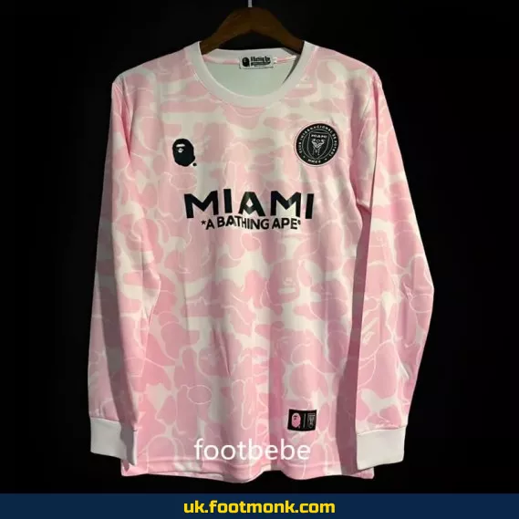 Inter Miami x BAPE 2023 2024 pink long sleeves jersey.
