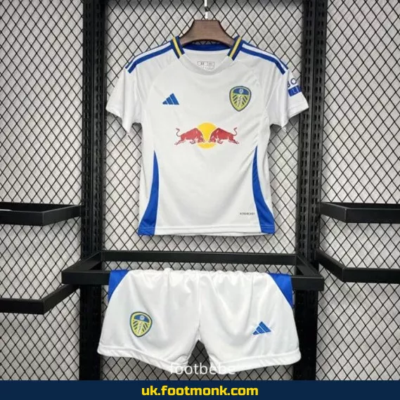Leeds United 2024-2025 home white kids' jersey.