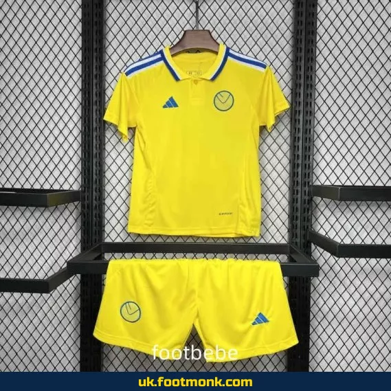 Leeds United 2024-2025 away yellow kids' jersey.