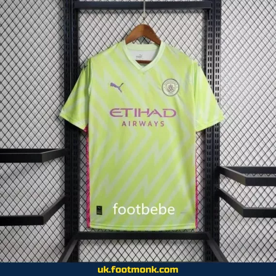 Manchester City 2023 2024 fluorescent green jersey.