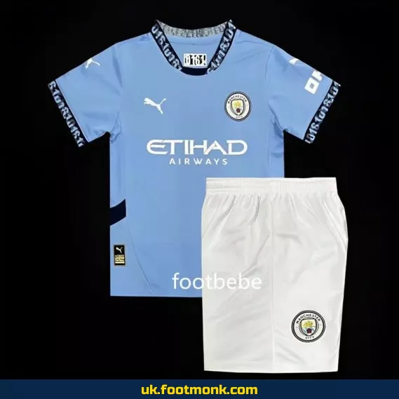 Manchester City 2024-2025 home blue kids' jersey.