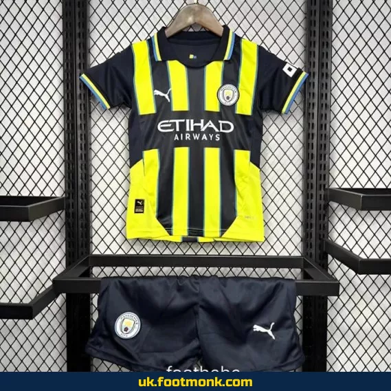 Manchester City Kids Away Jersey 2024 2025 yellow.