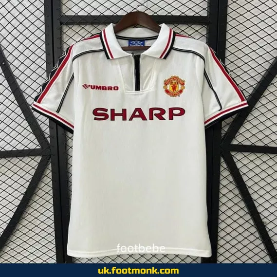 Manchester United Vintage 1998 1999 White Jersey.