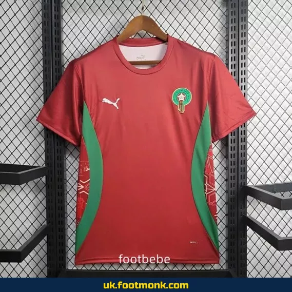 Morocco 2024 2025 training jersey red.