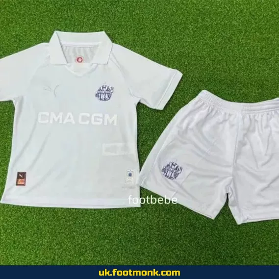 Marseille jersey child 2024 2025 125 years white.