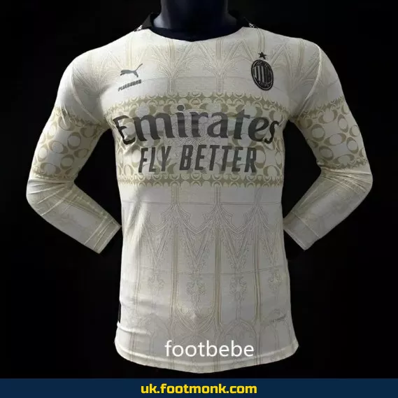 AC Milan x PLEASURES 2023-2024 fourth long-sleeved match jersey.
