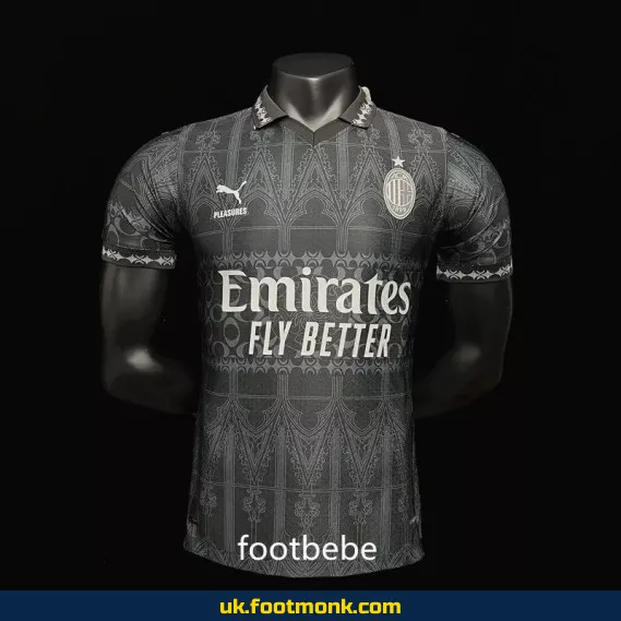 Match Jersey AC Milan x PLEASURES 2023 2024 fourth black.
