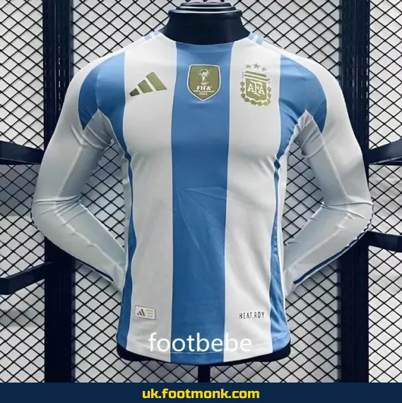 Argentina Home Match Jersey 3 Stars 2024 long sleeves.