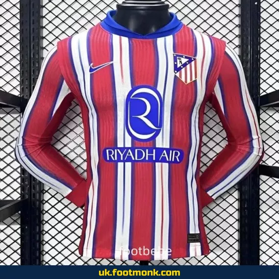 Home long-sleeved Atletico Madrid 2024 2025 match jersey.